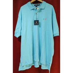 Men's Polo Ralph Lauren Polo Shirt Light Blue Interlock Short Sleeve Pony - XXL